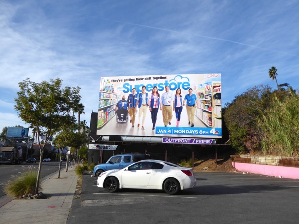 Superstore NBC sitcom billboard Sunset Boulevard Superstore NBC sitcom billboard