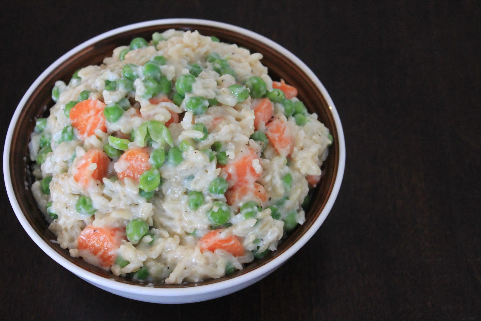The Cultural Dish Brown Rice with Creamed Peas and Carrots