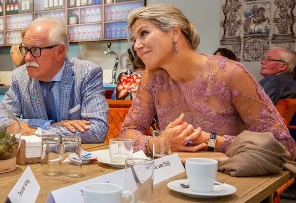 Queen Maxima wore Natan - Edouard Vermeulen embroidered lace and tulle dress. Alzheimer Nederland's 35th anniversary this year