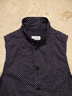 FWK by Engineered Garments "In Navy Printed Polka Dot Issue"