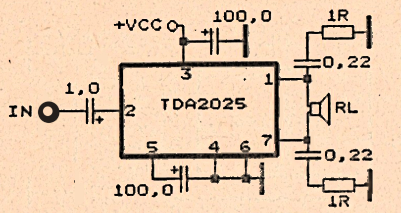 120 Watt power amplifier with IC TDA2025 - Electronic Circuit