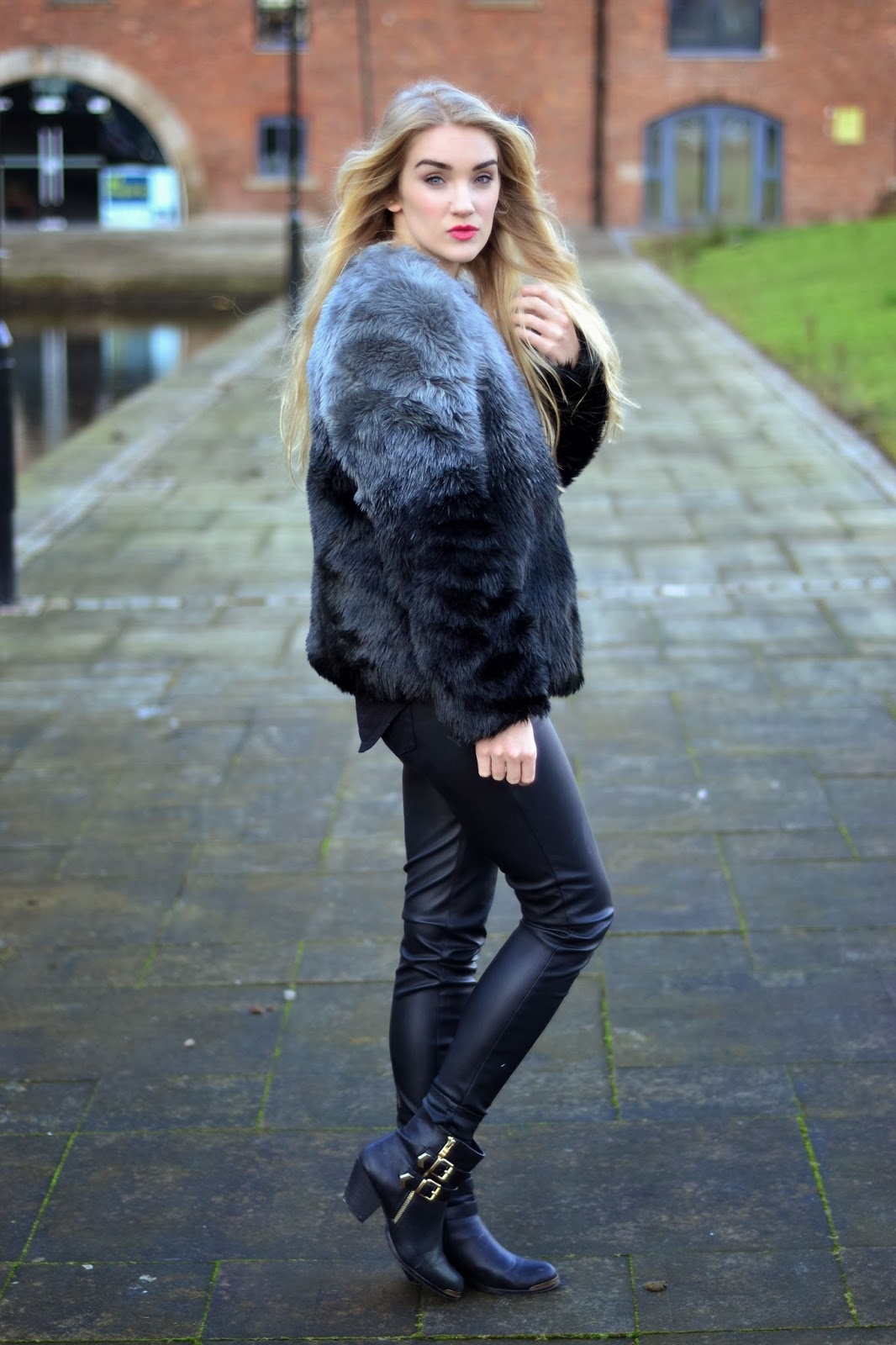 Ombre fur and leather trousers - GLOW