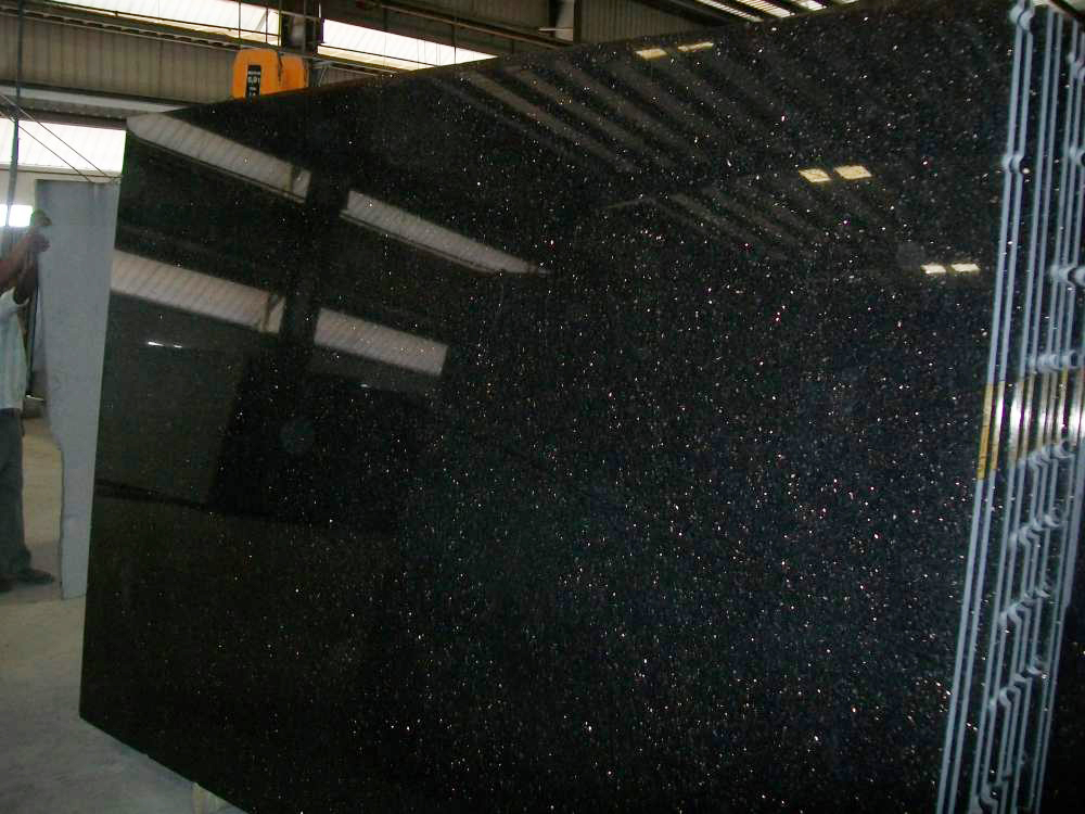 Black Galaxy Granite slabs and countertops Preetham Granites