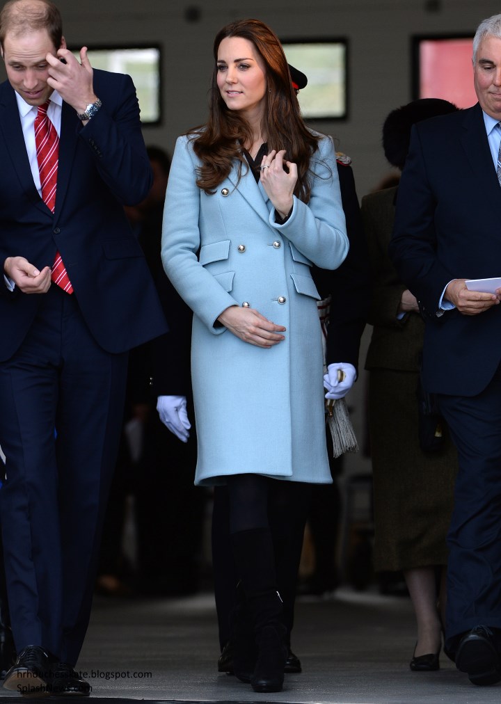 Duchess Kate: Kate in Baby Blue Matthew Williamson Coat for Day in Wales