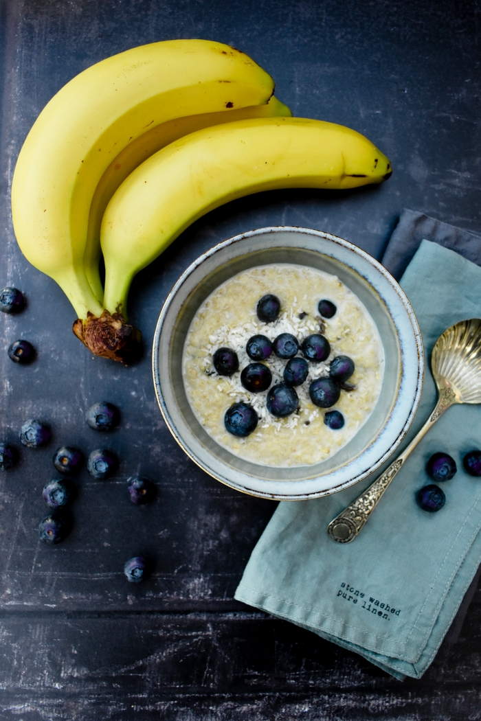 Creamy Blueberry, Banana and Coconut Porridge