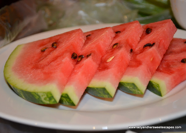 complimentary watermelon slices