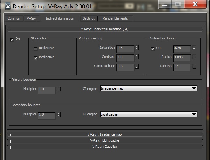 Materials settings