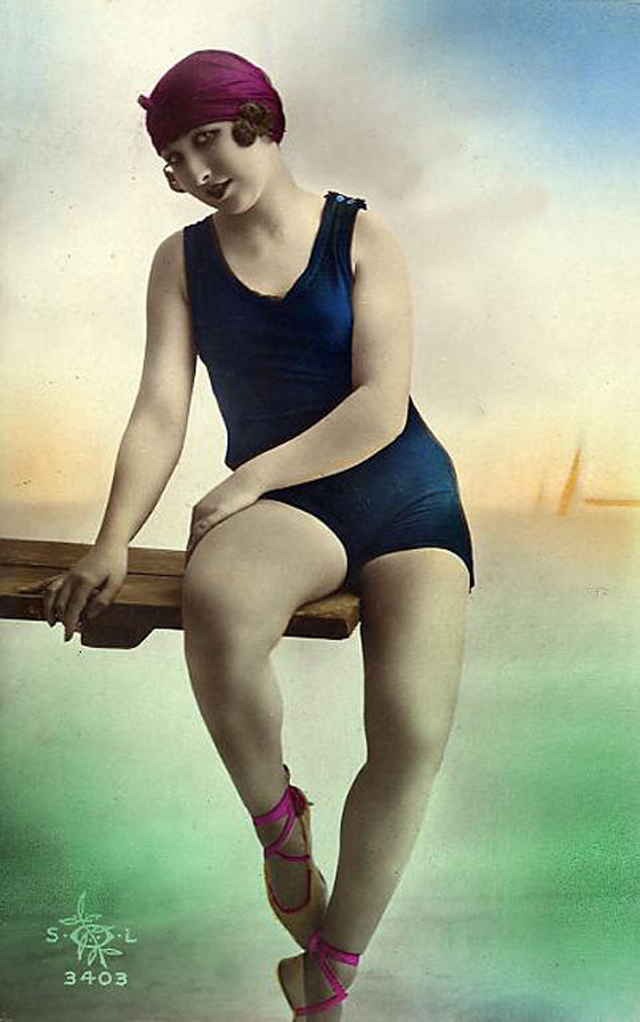 Flapper Fashion 49 Incredible Colorized Postcards of Cool Girls in Swimsuits during the 1920s