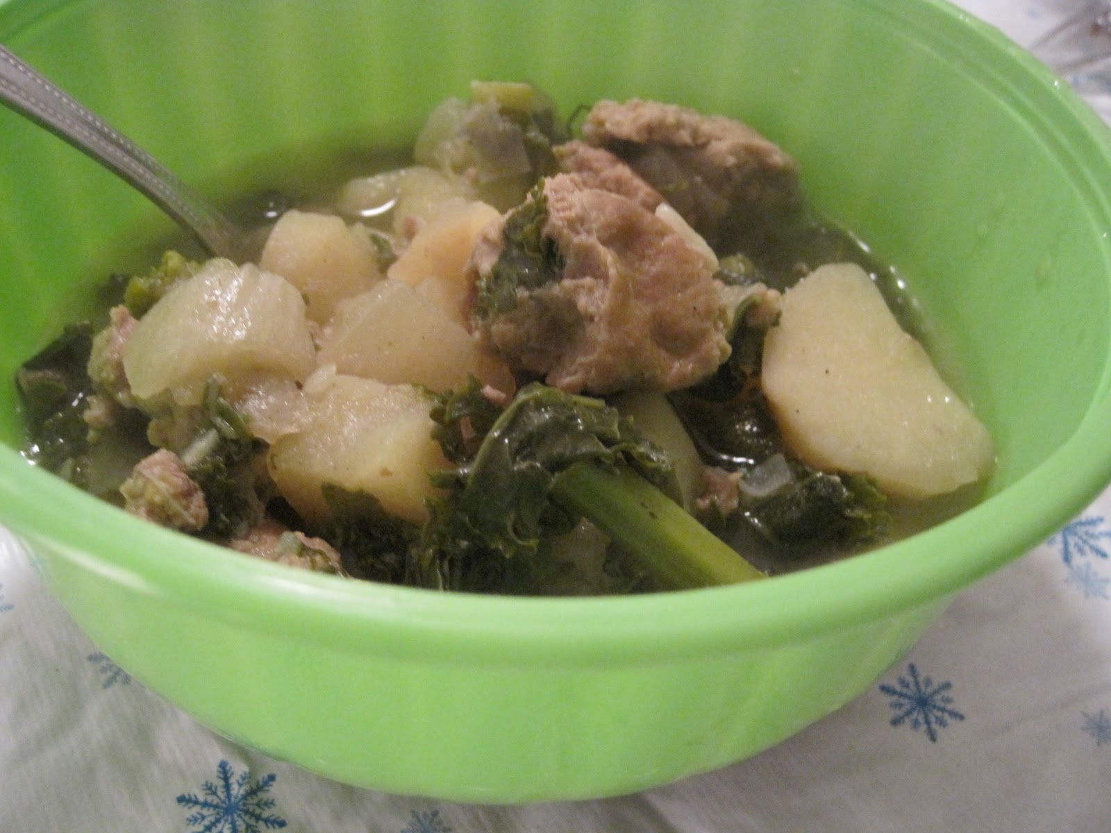 I Wish I Could Cook Like My Mom Turkey Sausage, Potato, and Kale Soup
