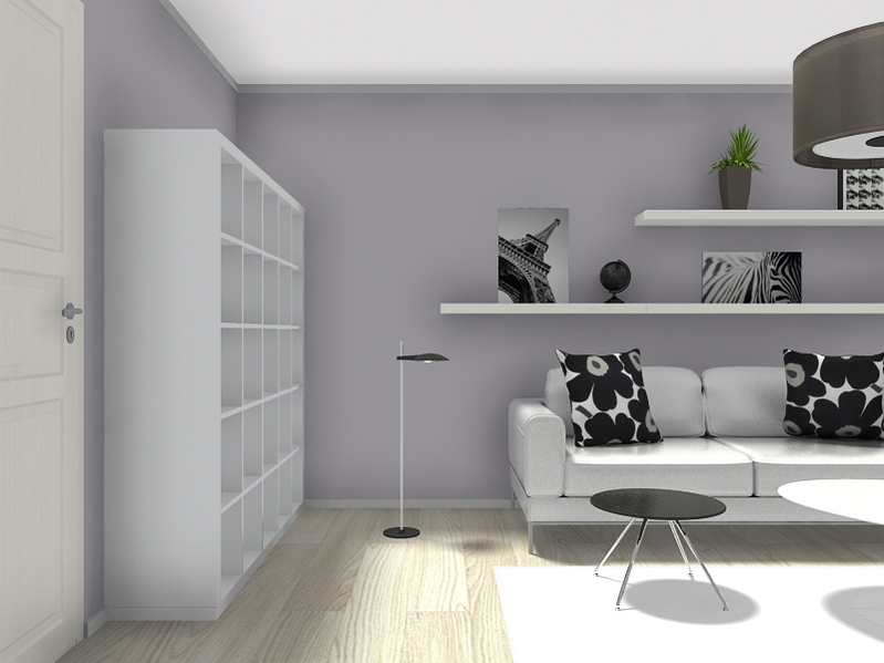 Wohnzimmer schwarz weiß Industrielampe