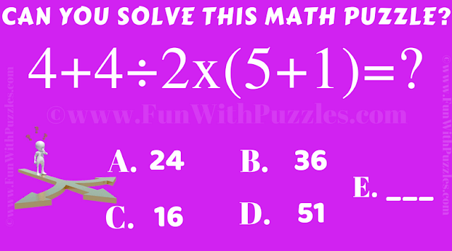 Can you solve this Basic Arithmetic Equation 4+4÷2x(5+1)=?