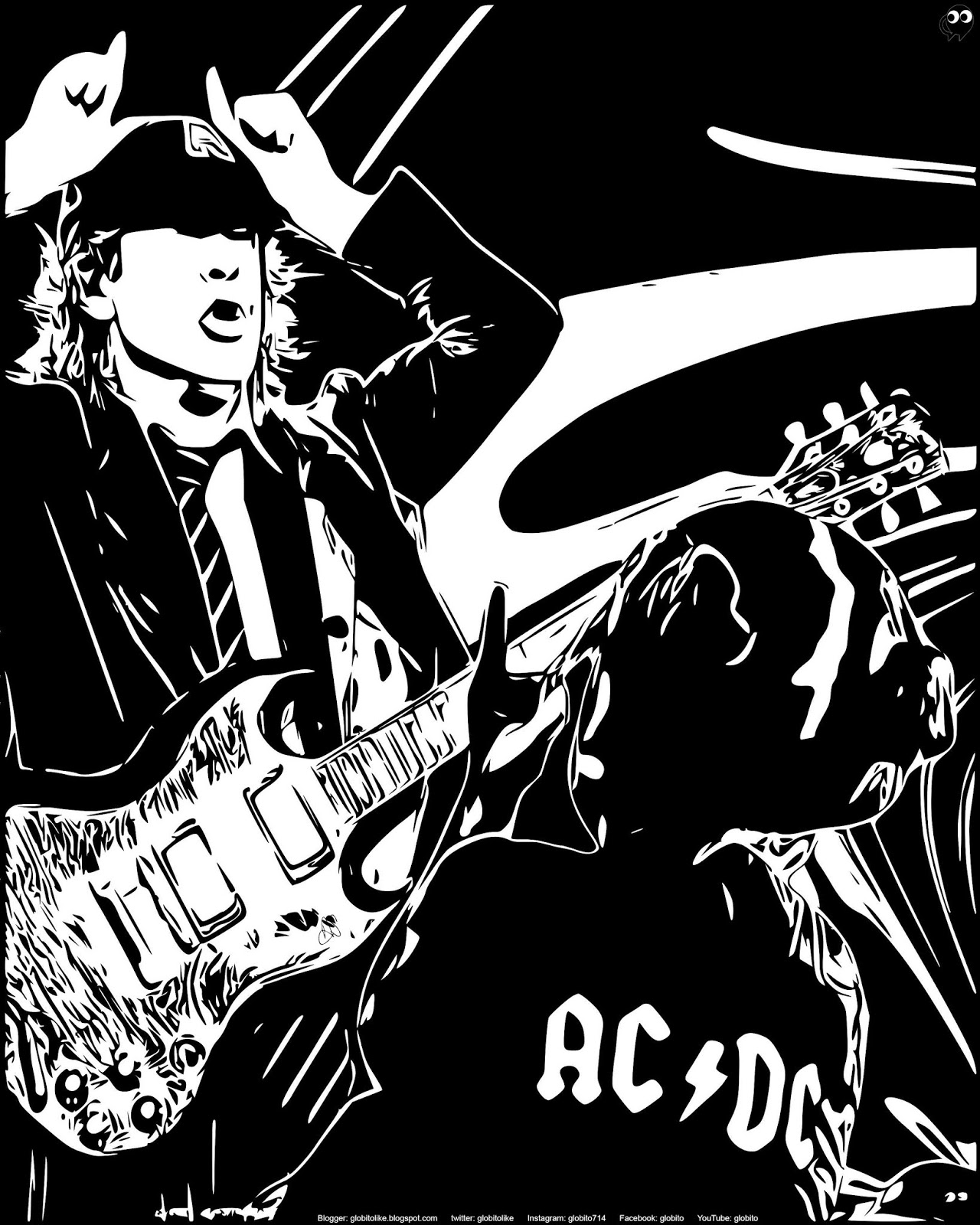 Globitoon: poster ac-dc hd blanco y negro