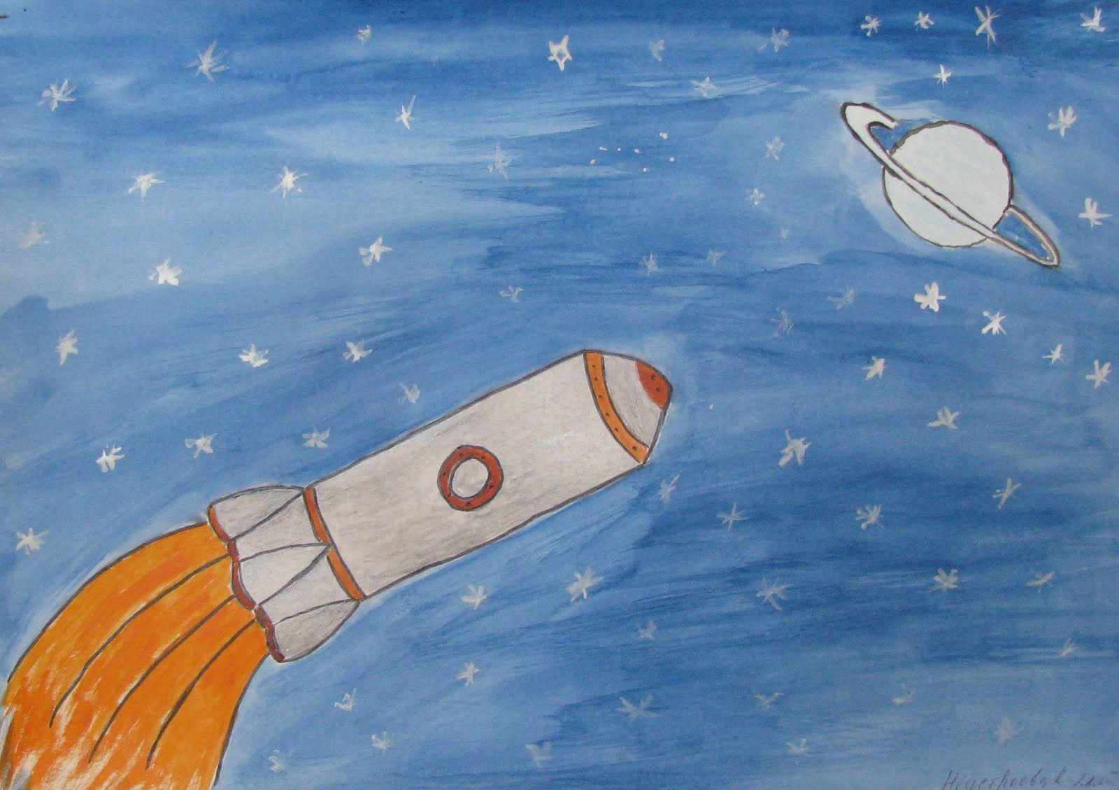 Ракета рисунок красками. Рисование ракета в космосе. Полет ракеты рисование. Ракета в космосе рисунок. Рисование на тему ракеты.