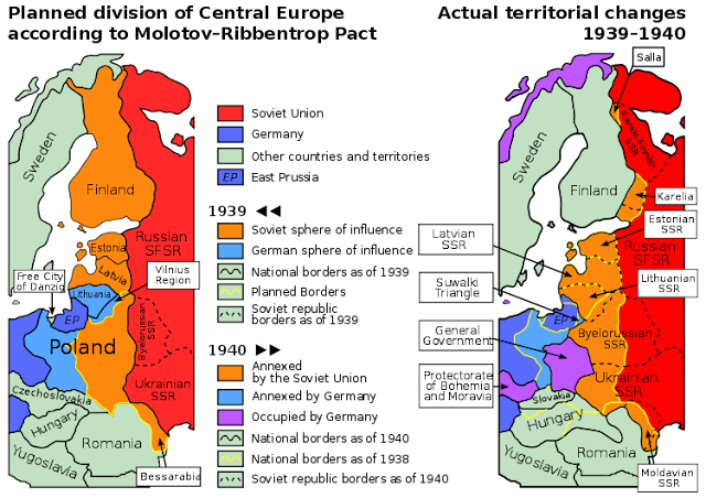 Soviet and Nazi spheres of influence Molotov Ribbentrop Pact