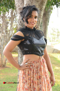 Actress Chetana Uttej Stills in Floral Long Skirt at Pichiga Nachav Movie Press Meet  0001