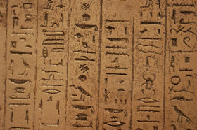 A stone slab of hieroglyphics in William Bankes' Egyptian collections at Kingston Lacy