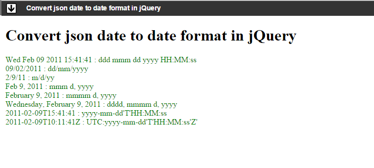 Interview Questions Angular, JavaScript, Java, PHP, SQL, C#, Vue, NodeJs, ReactJs: Convert json date to date format in jQuery Interview Questions Angular, Javascript, Java, Php, Sql, C#, Vue, Nodejs, Reactjs: Convert Json Date To Date Format In Jquery