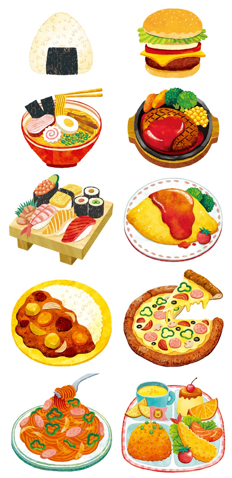 Works ひかりのくに株式会社 つみキューブ 食べ物イラスト