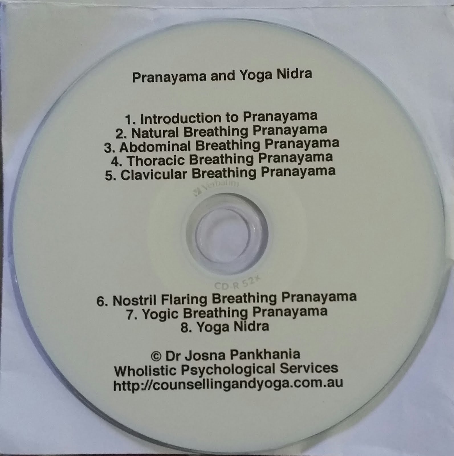 Audio CD @$15  For Pranayama and Yoga Nidra by Dr.Josna Pankhania