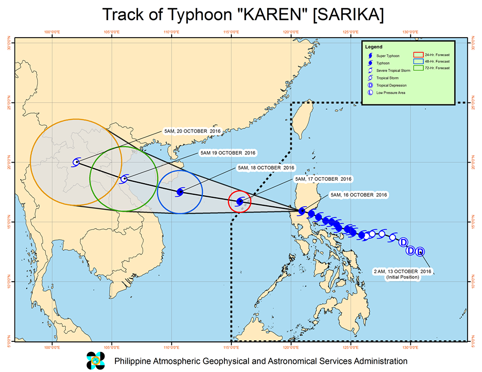 track Typhoon Karen October 16, 2016
