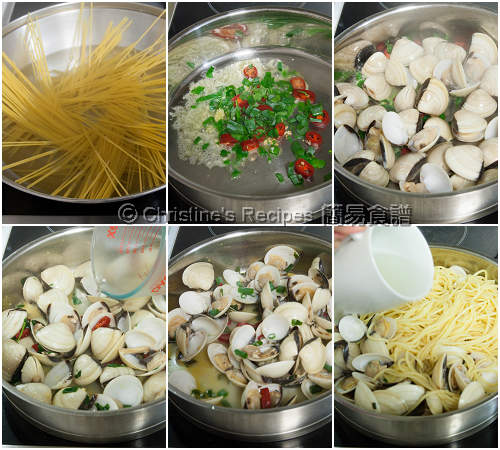 香草蜆意粉製作圖 Spaghetti with Clams Procedures