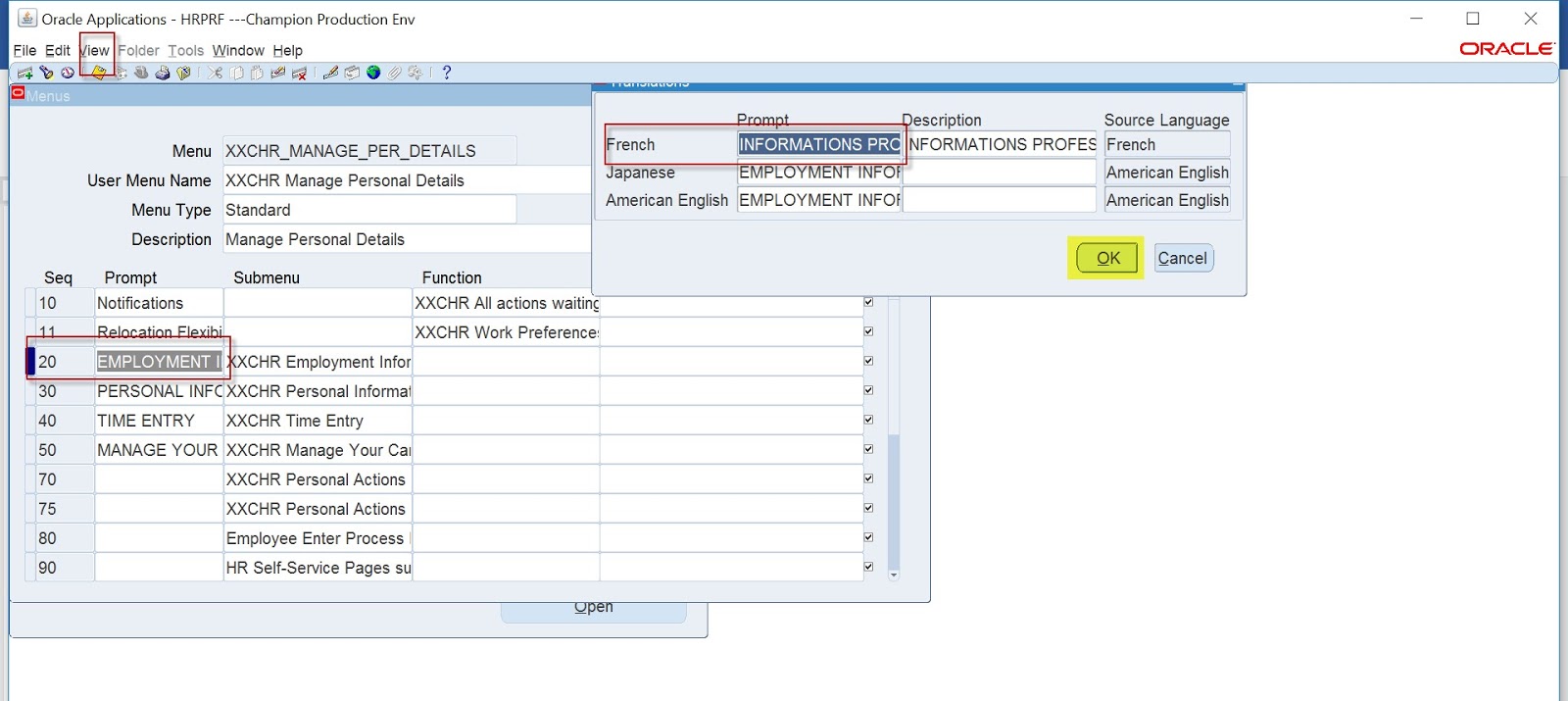 Oracle Application Framework Language Changes in Custom OAF Pages and