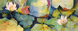 lilypad illusions watercolor abstract yellow