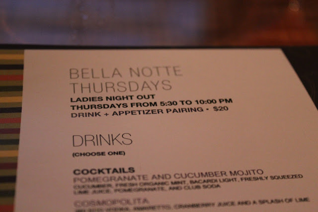 Bella Notte menu at Aragosta Bar + Bistro, Boston, Mass.