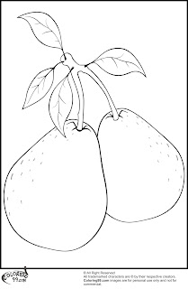pears with leafs coloring pages