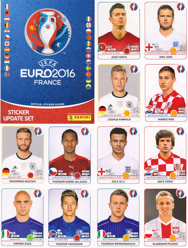 aussuchen EM Euro 2016 Einzelsticker 603-628