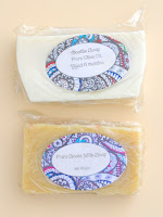 Two hand-made soaps: olive oil (top) and goat's milk (bottom)