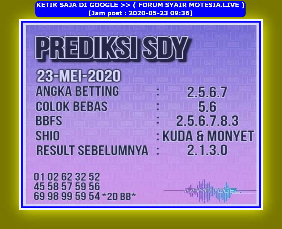 Syair Sydney Hari Sabtu 23 Mei 2020 Royal Syair