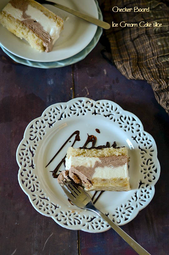Checker Board Ice Cream Cake Slice