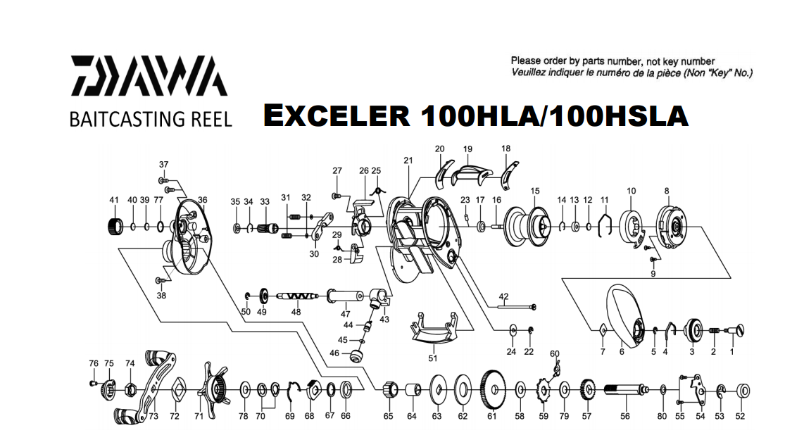daiwa exceler 100 schematics ( latest model ) most complete fishing