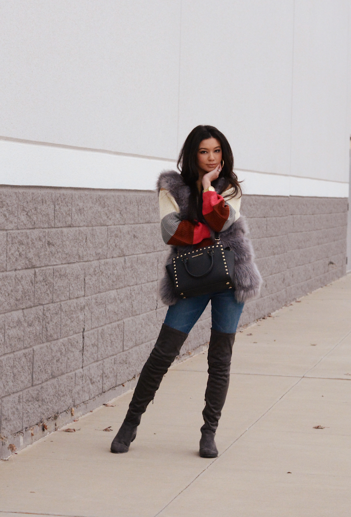 fashionnova, 90s-lover-stripe-sweater-multi, ymi jeans, urbanog, overknee boots