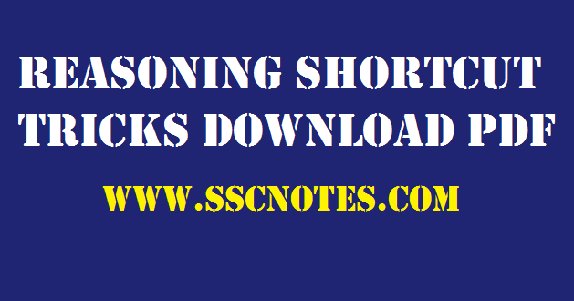 Reasoning Shortcut Tricks for Competitive Exams PDF Download