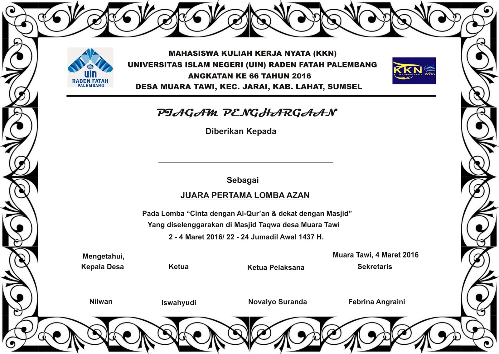 piagam penghargaan lomba wood scribd indo