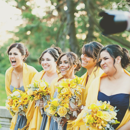 Yellow, gray, and navy blue fall wedding