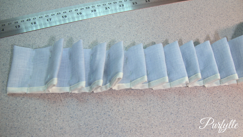 lots of knife pleats ready to become box pleats