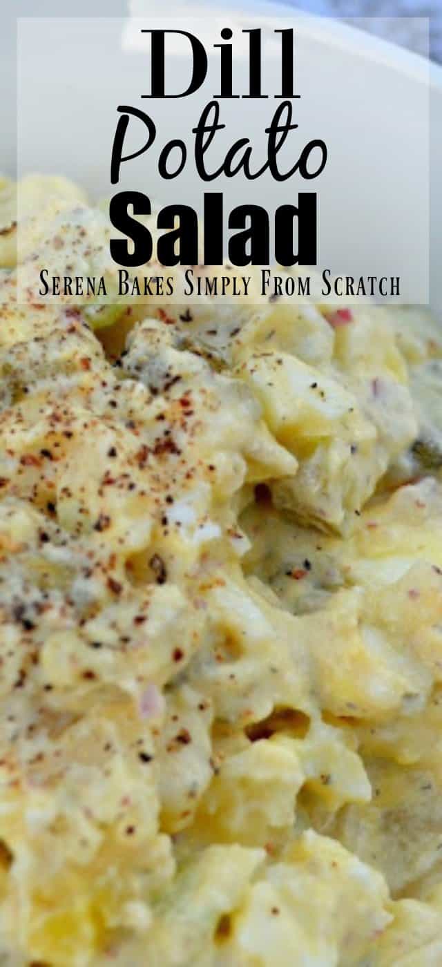 Dill Potato Salad recipe is the BEST with fresh dill, russet potatoes, creamy dill dressing and eggs from Serena Bakes Simply From Scratch.