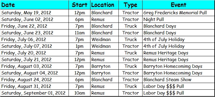 W.A.T.A.: 2012 Schedule