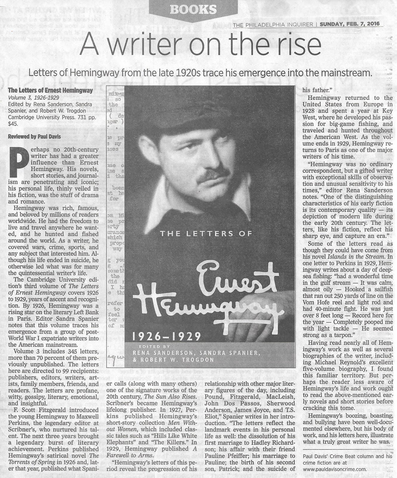 Paul Davis On Crime On This Day In History American Writer Ernest