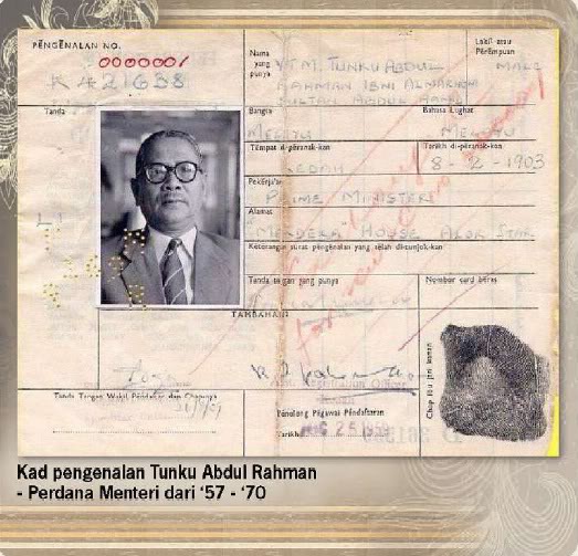 CERITA KU CERITA KITA Gambar Kad Pengenalan Sebenar Bekas Perdana
