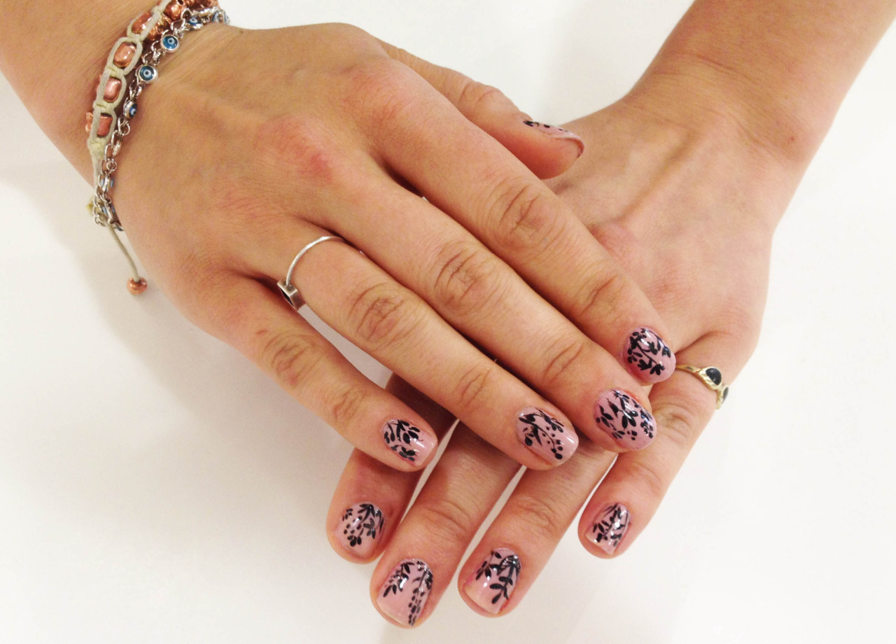 Shadow Flowers Nail Design Ideas by uneedamanicure