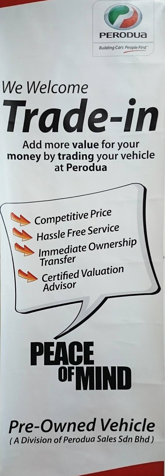 Trade-In your current car with Perodua POV (pre owned 