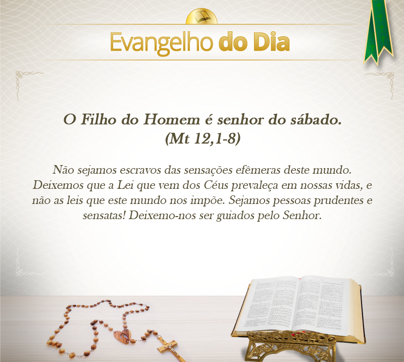 Blog Sobral Online Evangelho do Dia O Filho do Homem é senhor do sábado. (Mt 12,18) Blog Sobral Online Evangelho do Dia O Filho do Homem é senhor do sábado. (Mt 12,18)