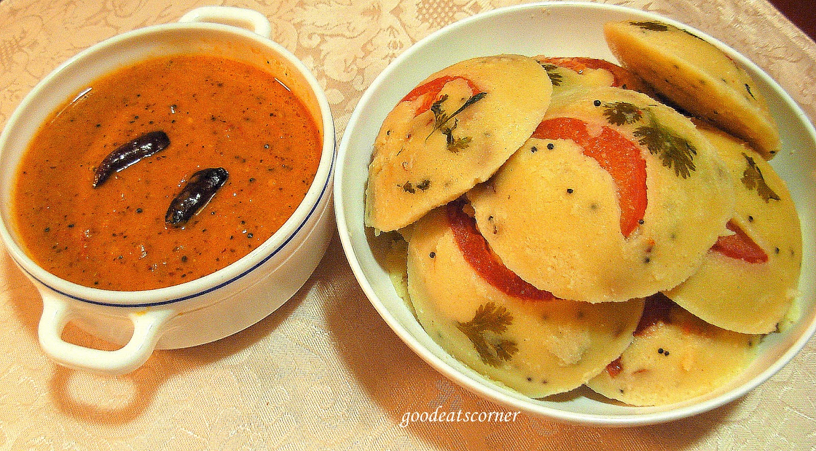 Rava/Semolina idli and tomato chutney sweet and spicy corner