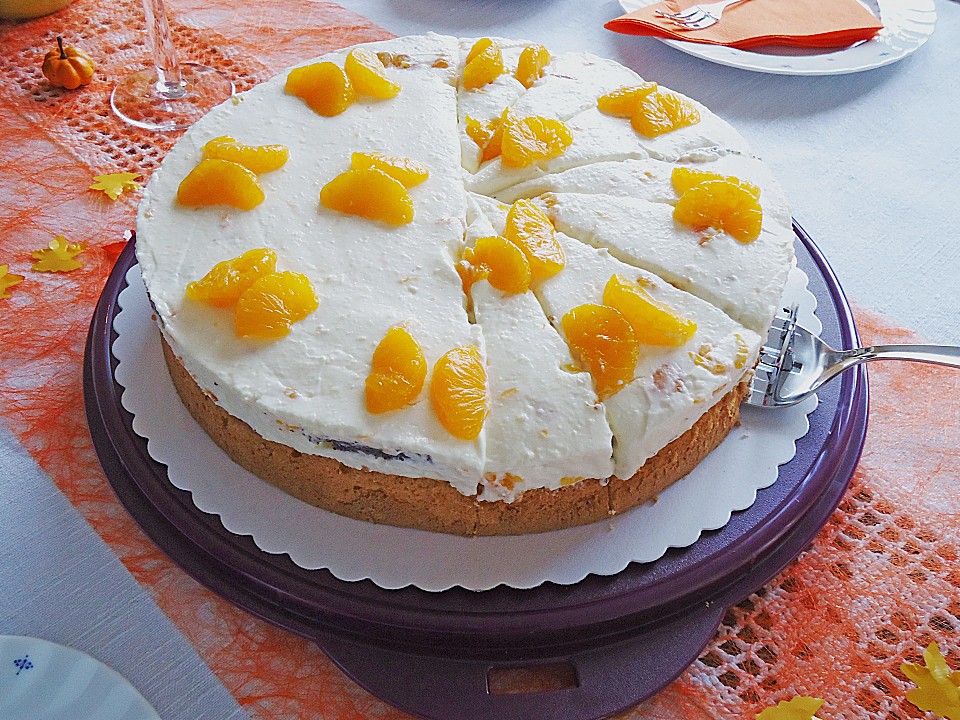 Kuchen: Mohn - Mascarpone - Torte mit Mandarinen