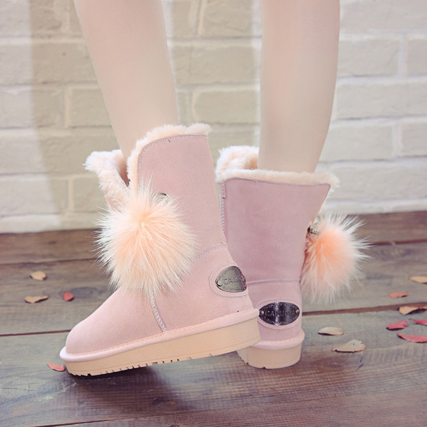 Winter Fashion Round Toe Solid Women Snow Boots