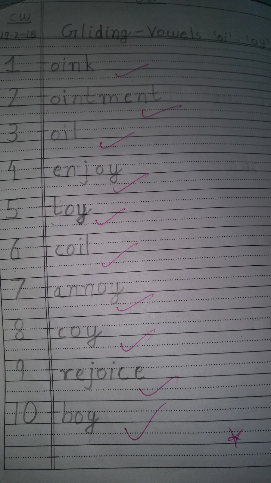 Eng Gliding Vowels ( note book work and activity )